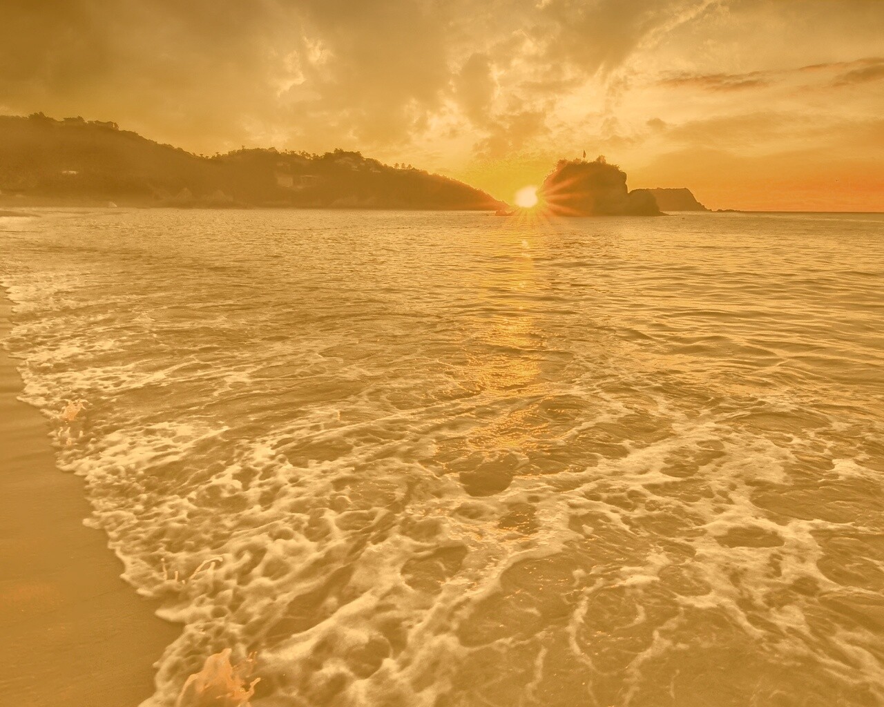 Закат в лагуне обои