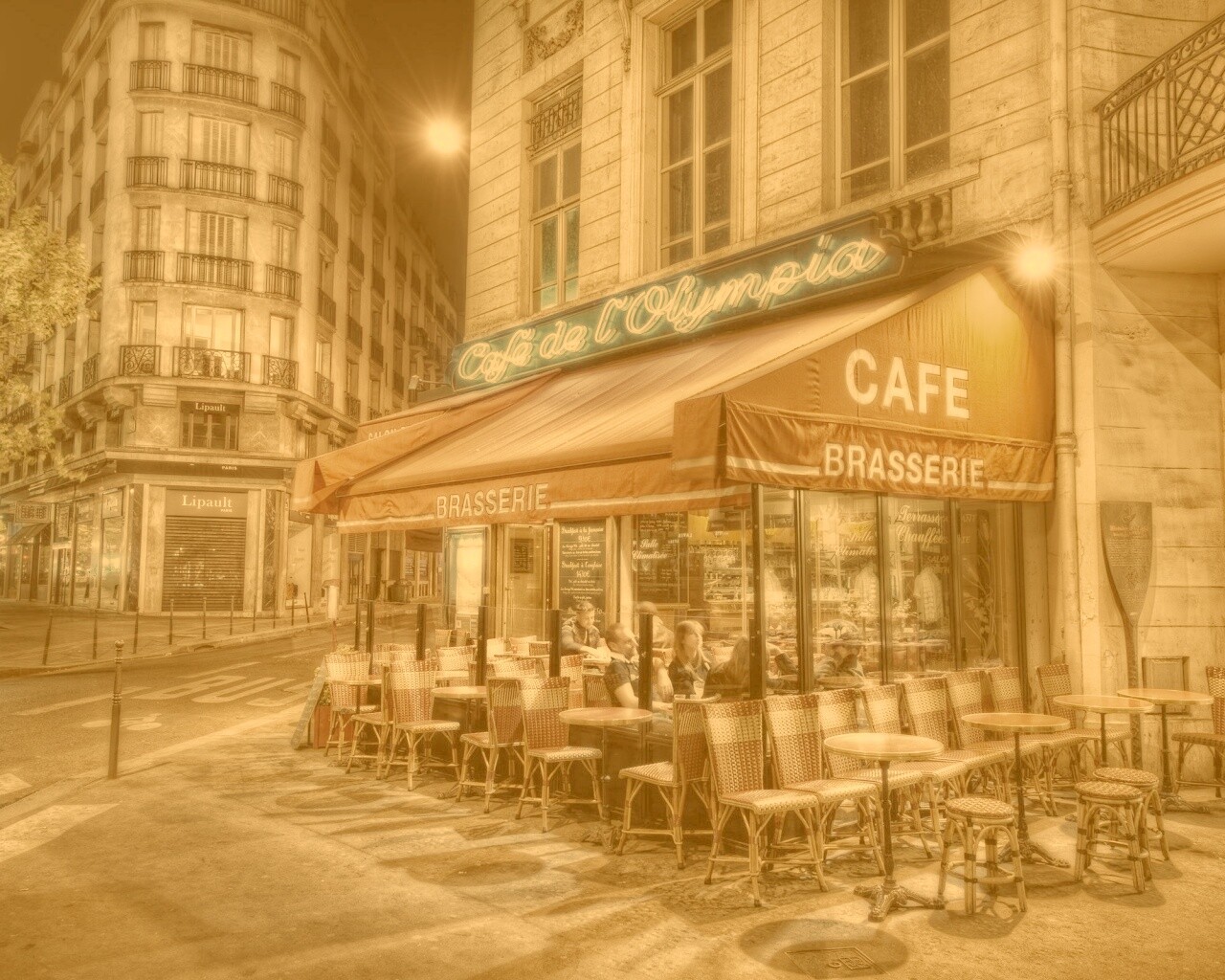 Уличное кафе обои