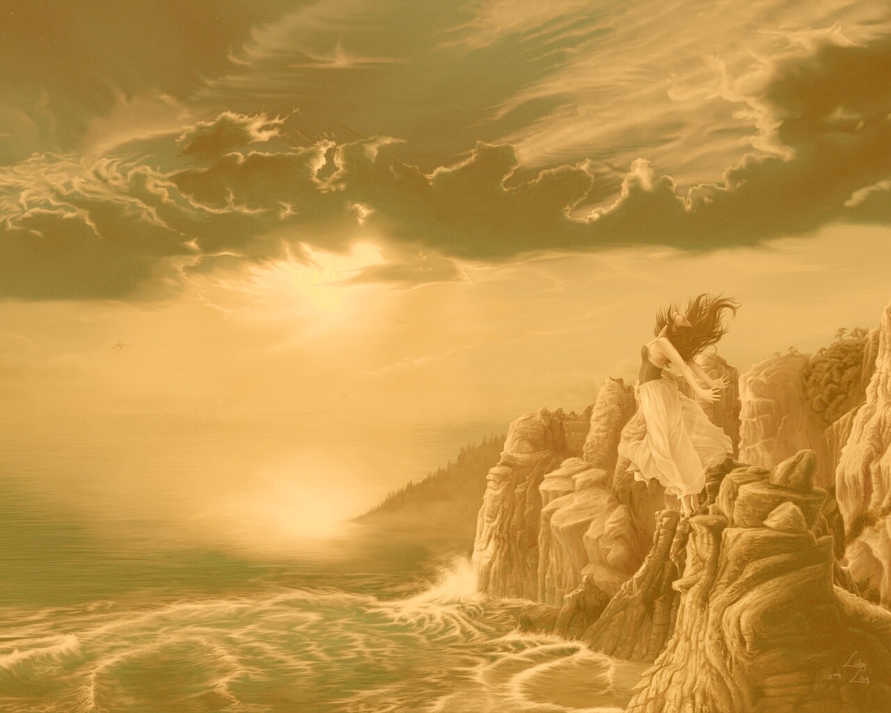 Прыжок с обрыва обои