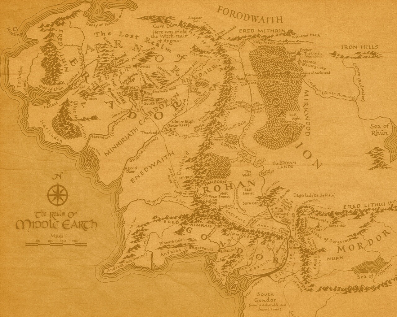 Карта Средиземья обои