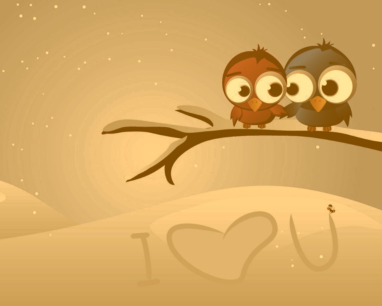 Две птички на ветке щебечут о любви обои