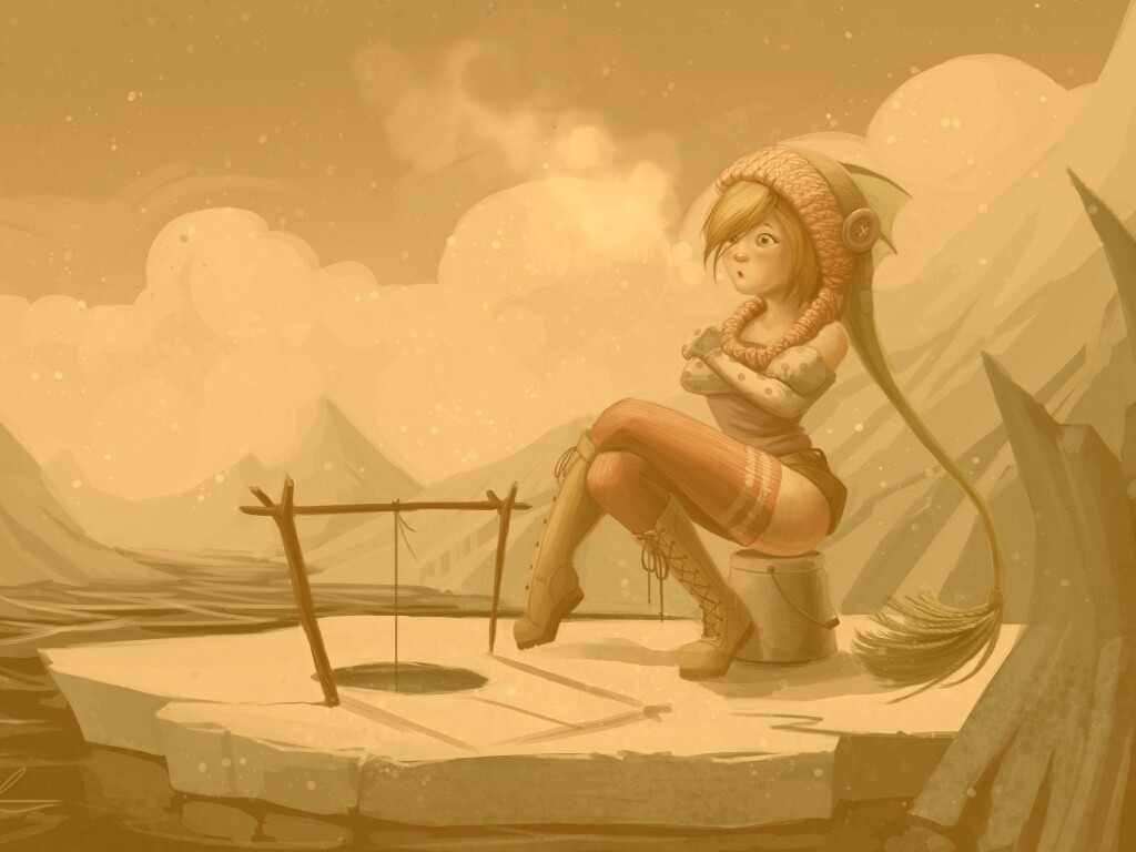 Тяготы зимней рыбалки обои