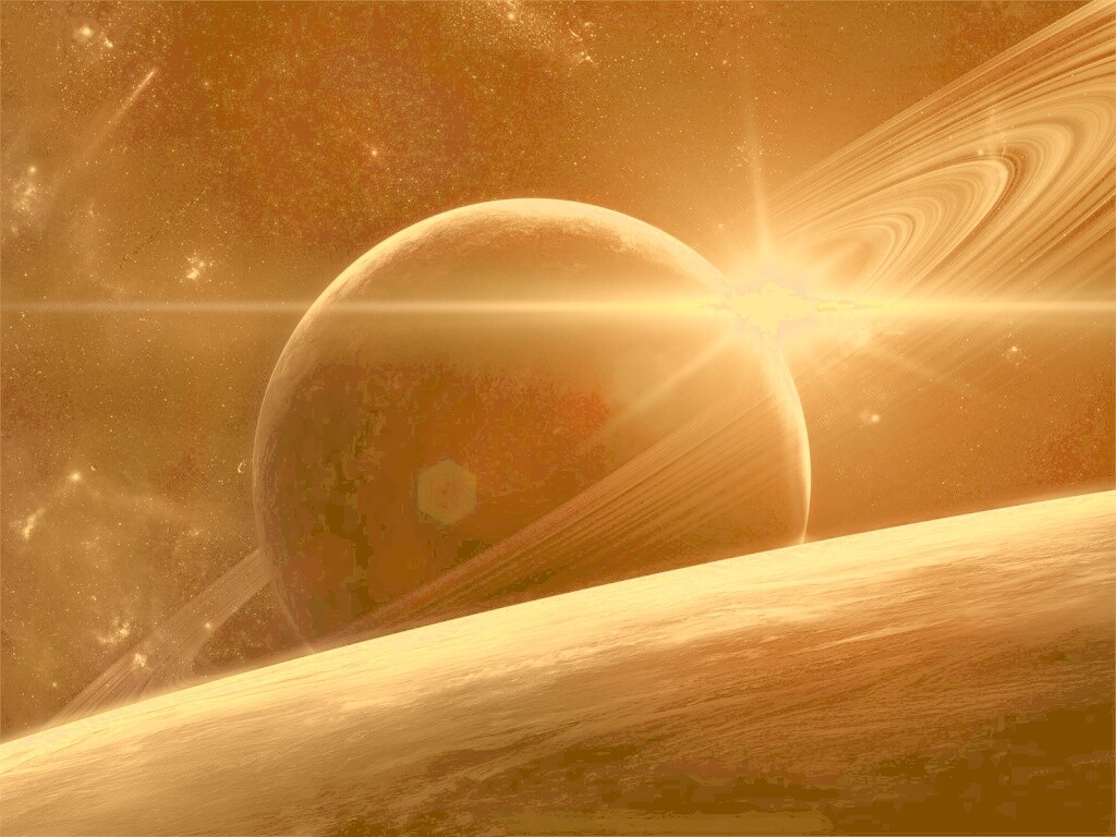 Солнце сквозь кольца Сатурна обои