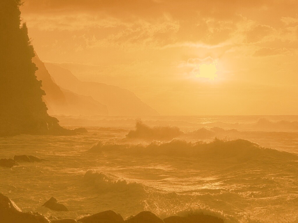 Волны на закате обои