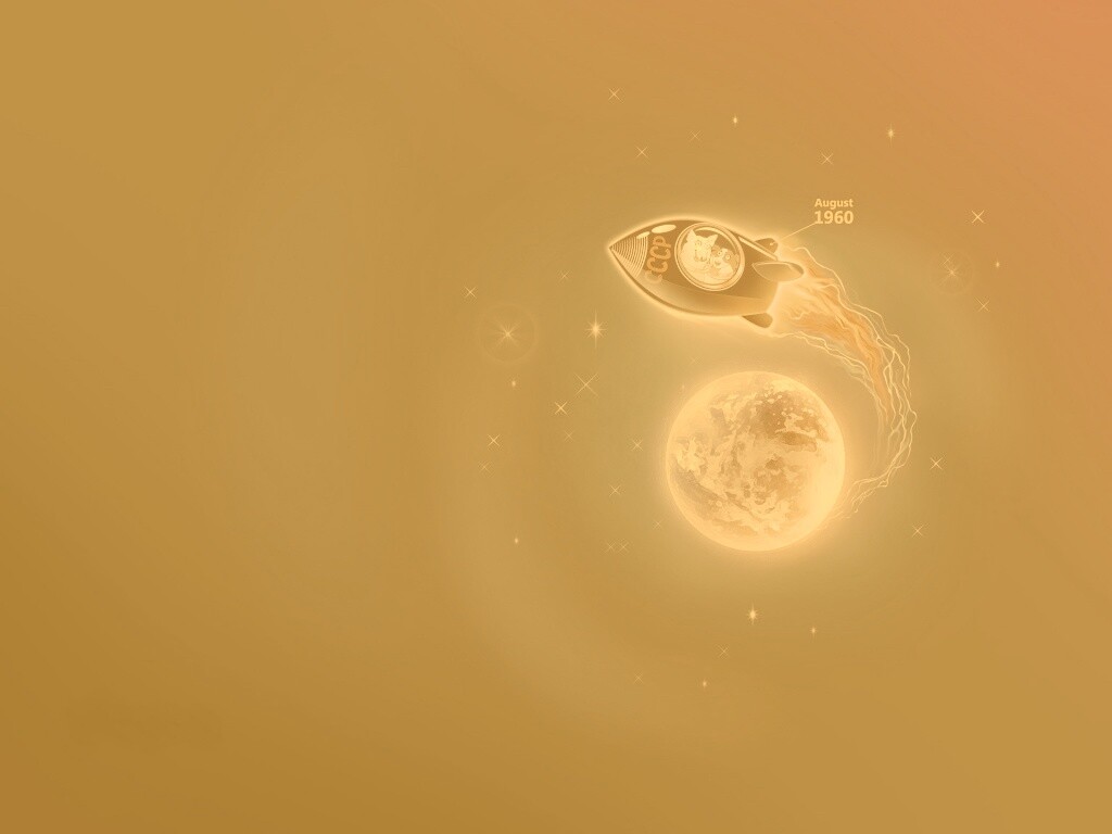 Белка и Стрелка летят в космос обои