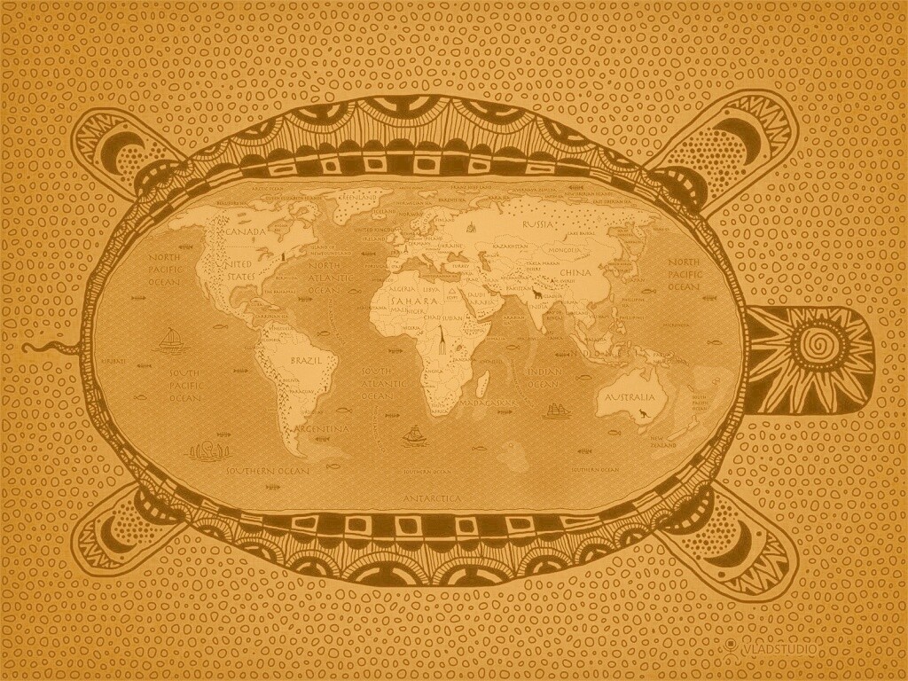 Карта мира на черепахе обои