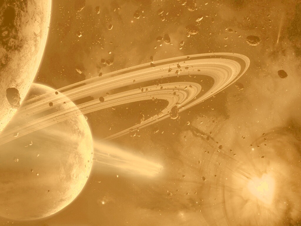 Голубой метеорит и туманность в виде сердца обои