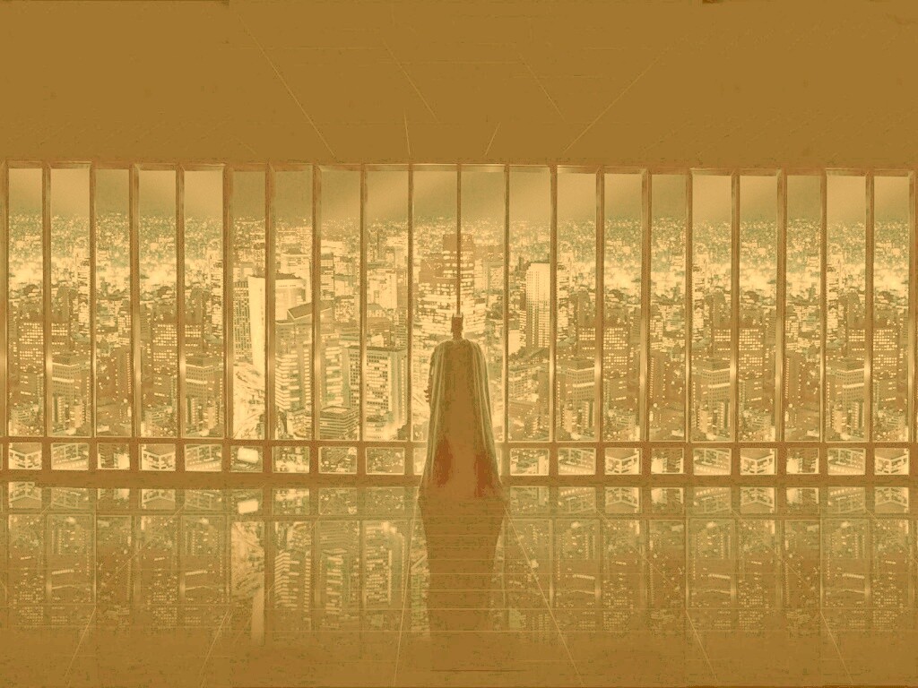 Бэтмен  смотрит на Готем обои