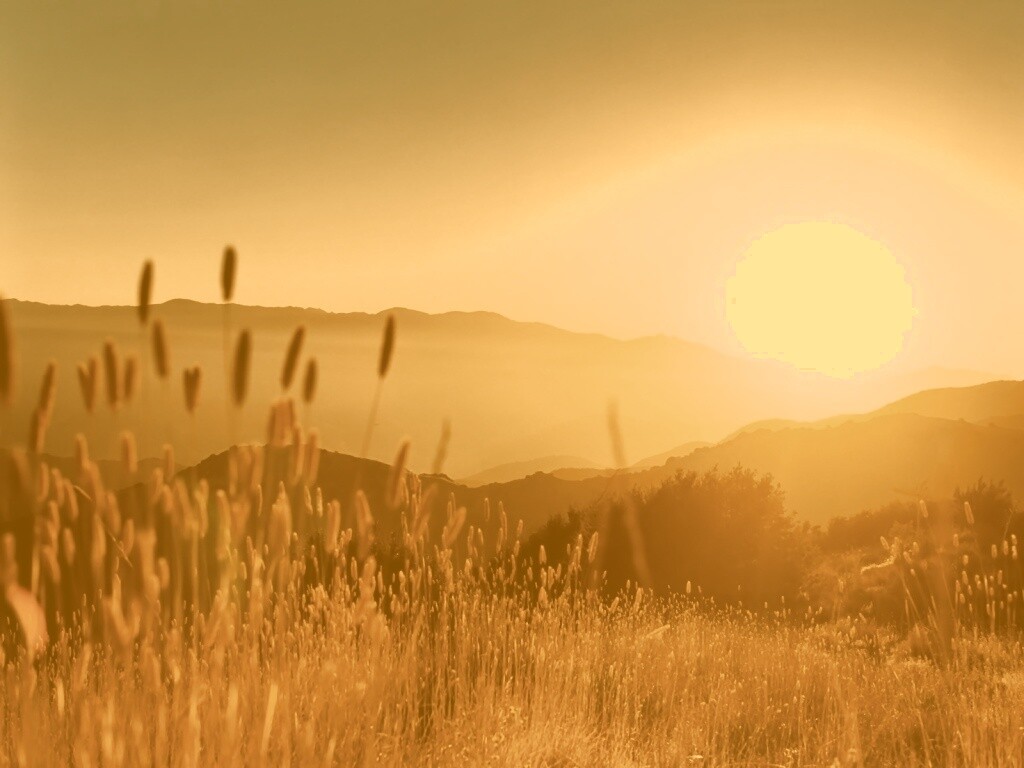 Восход над холмами обои