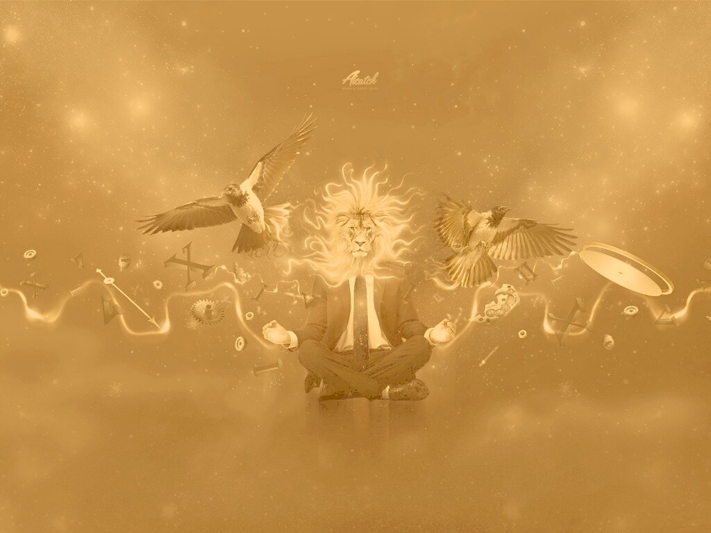 Мужчина с головой льва обои