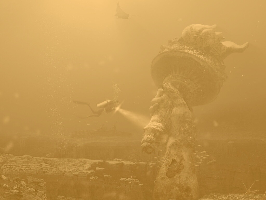 Затопленный Нью-Йорк обои