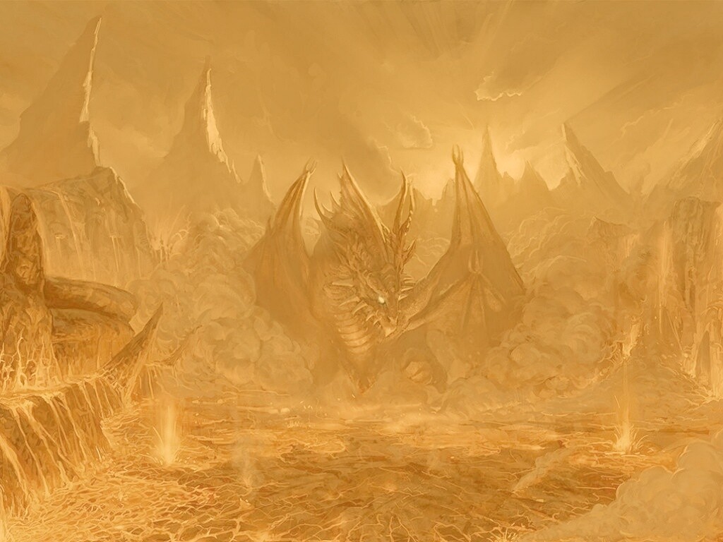 Дракон в лаве обои