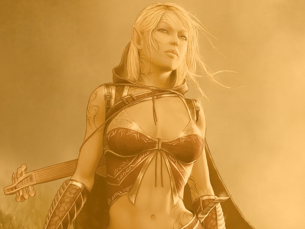 Эльфийка с мечем обои