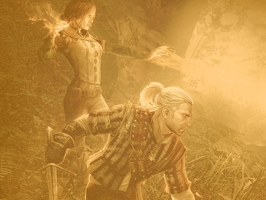 Геральт и Трисс в бою обои