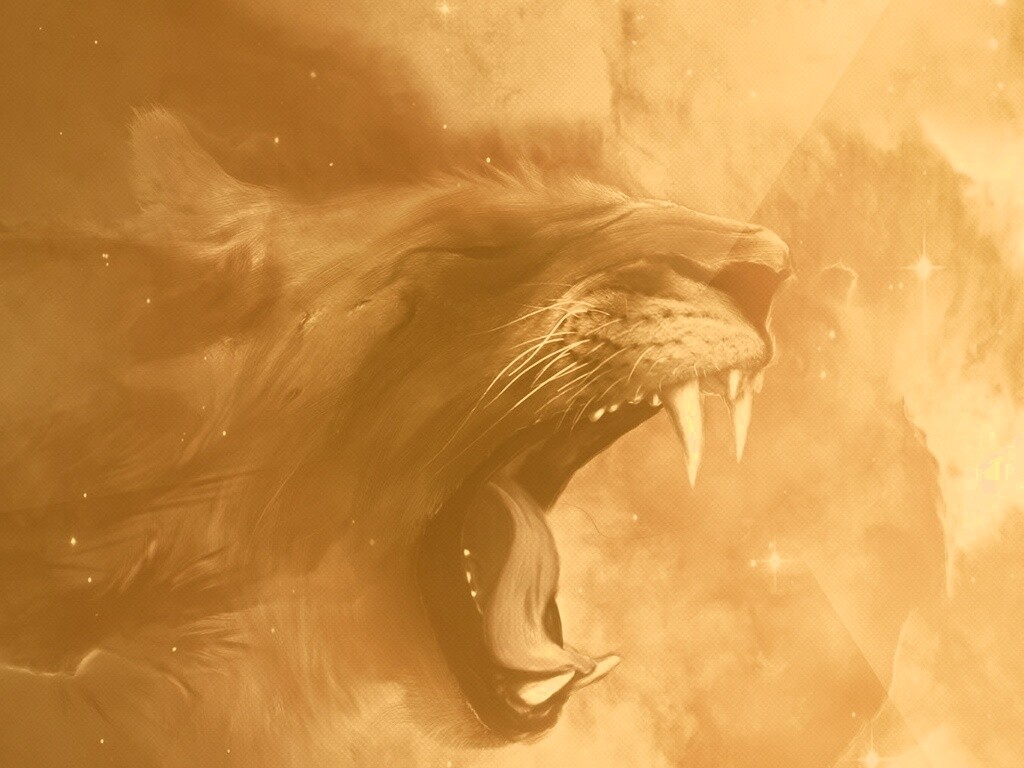 Рычащий лев обои