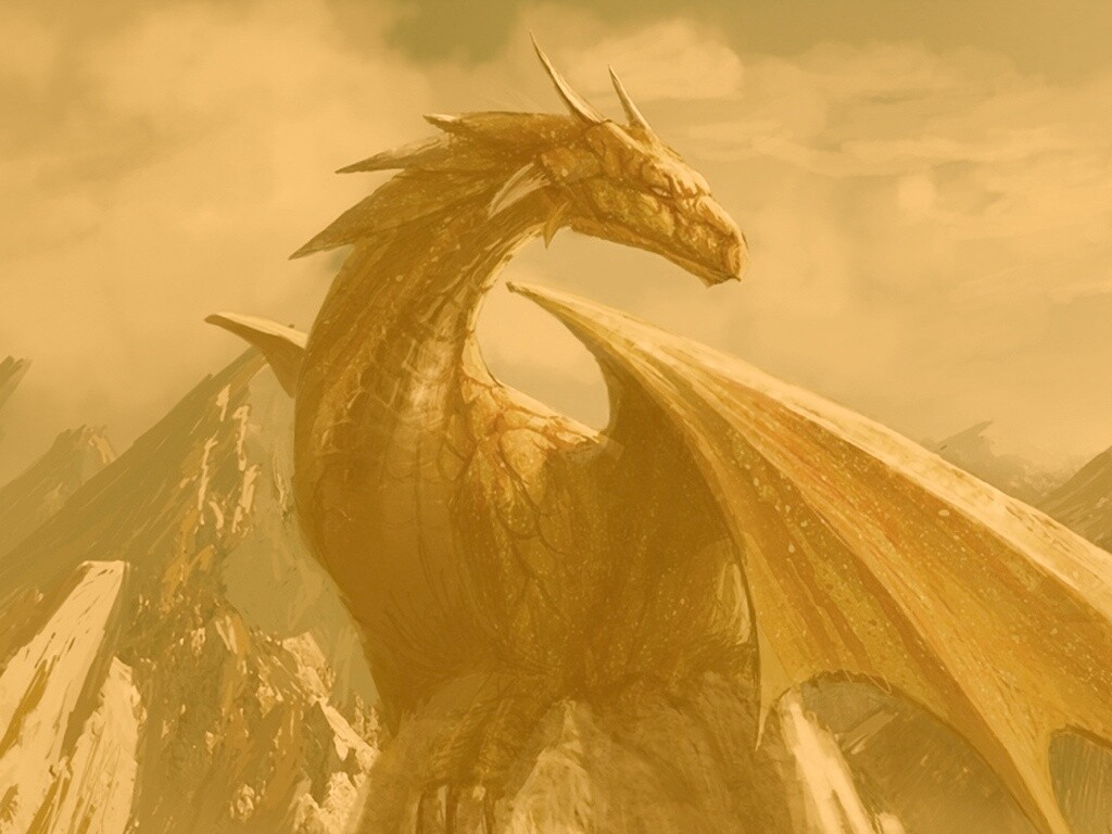 Дракон на вершине скалы обои