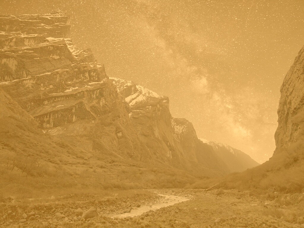 Обрыв под звездным небом обои