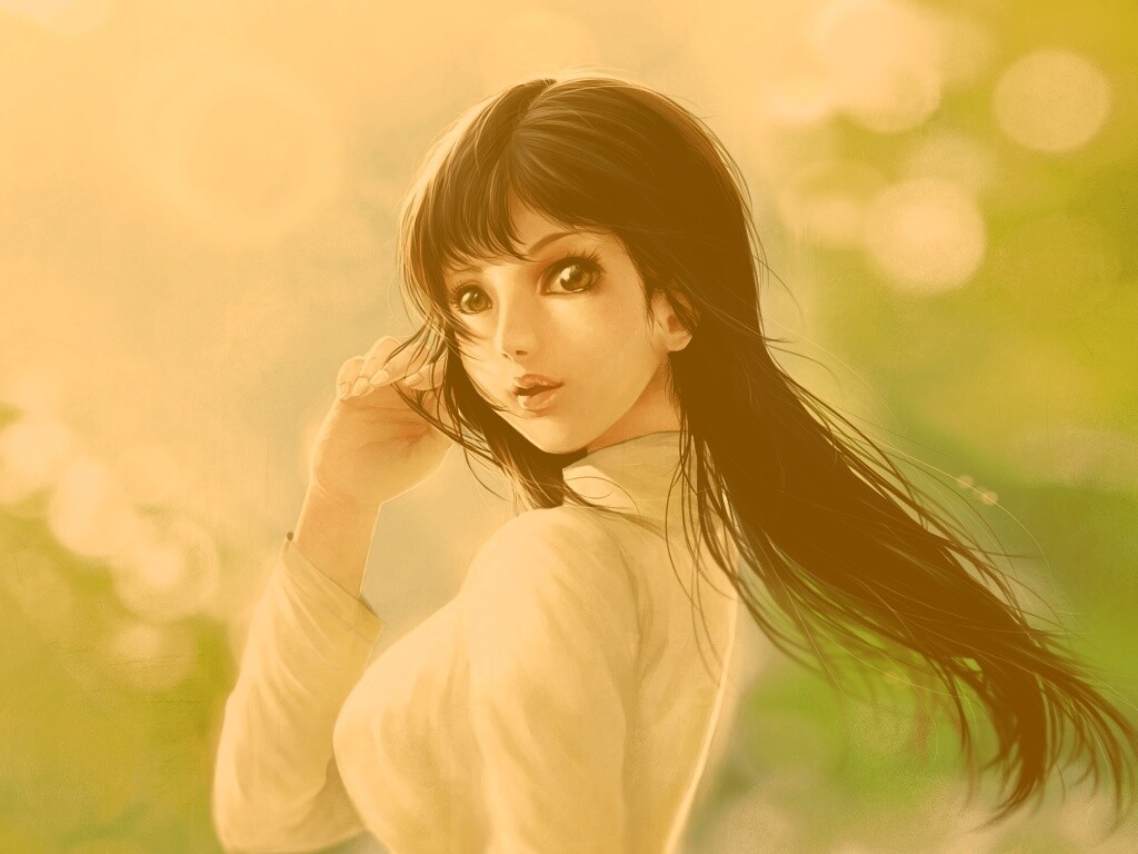 Девушка вполоборота обои