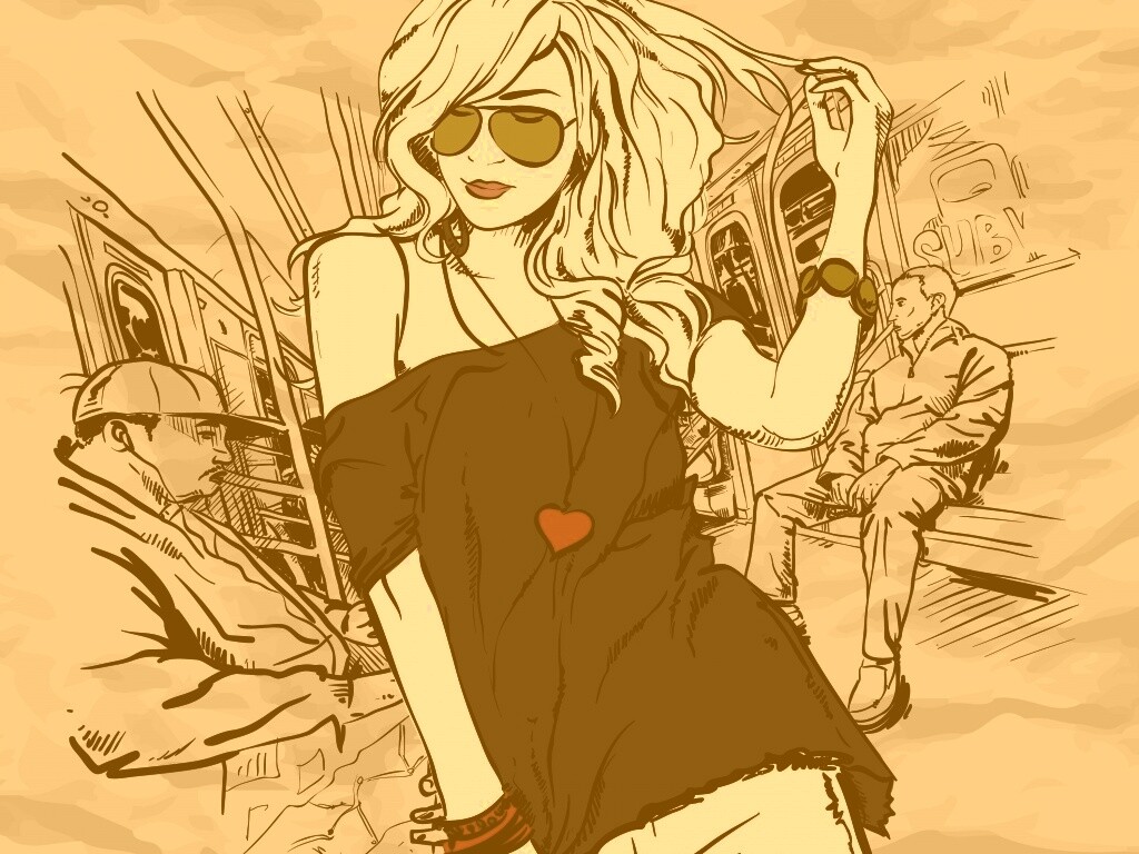 Стильная девушка в метро обои