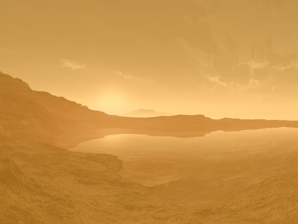 Озеро в каменистой пустыне обои