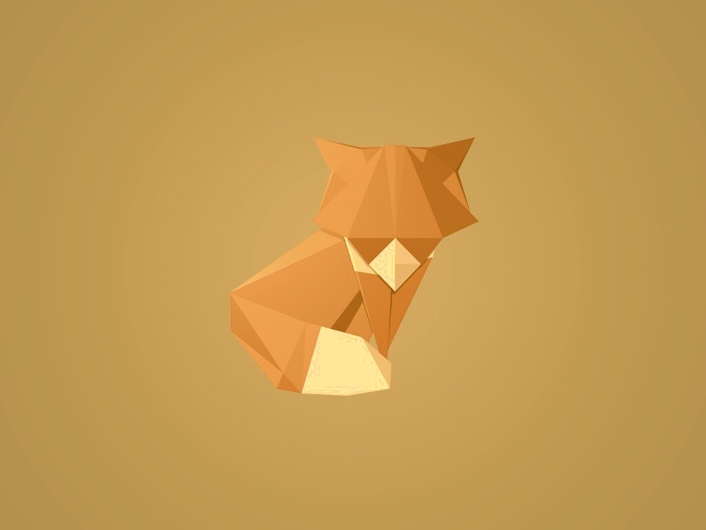 Origami fox обои