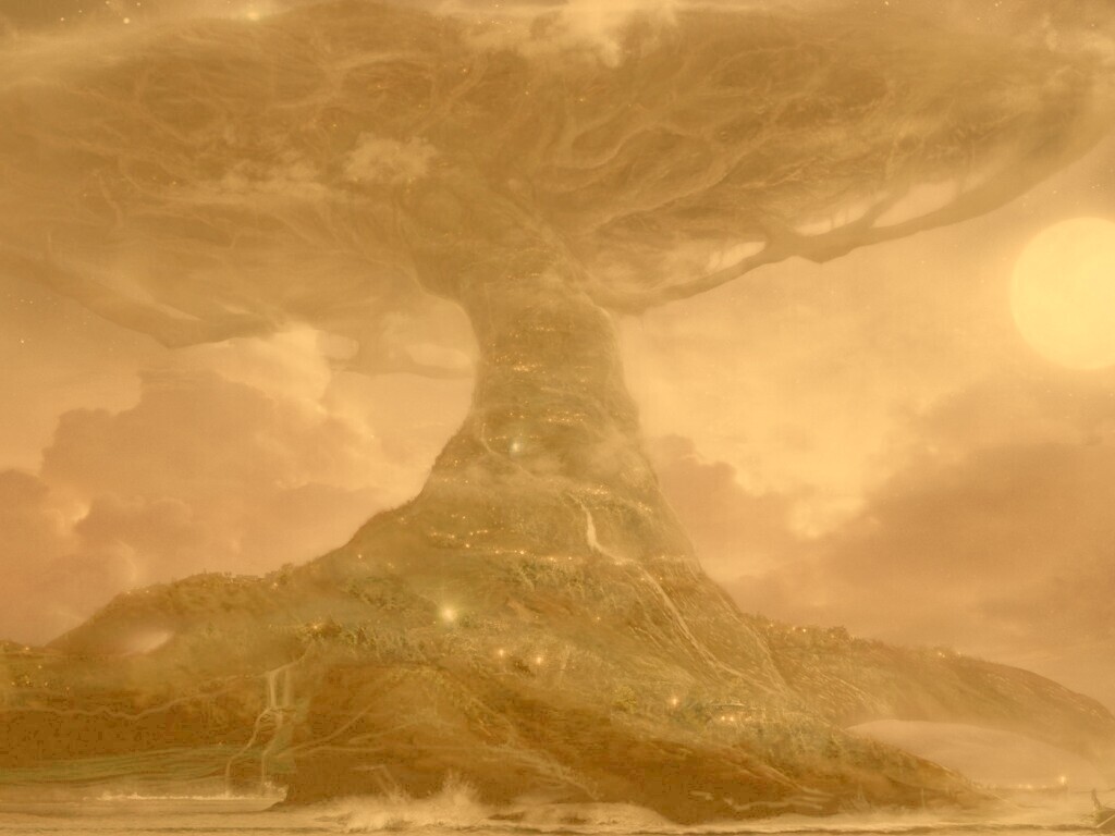 Дерево-город обои