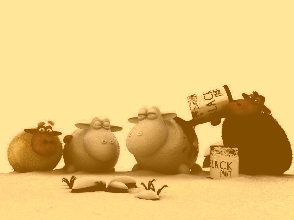 Овечки лепят снеговиков обои