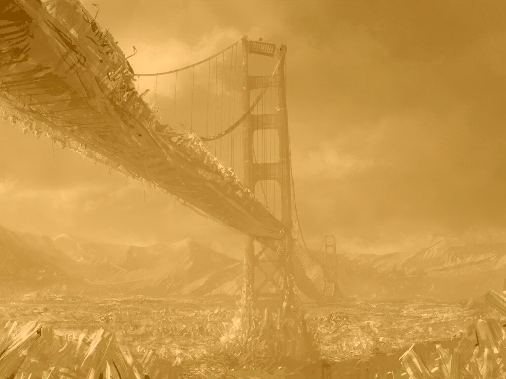 Постапокалиптические Золотые Ворота обои