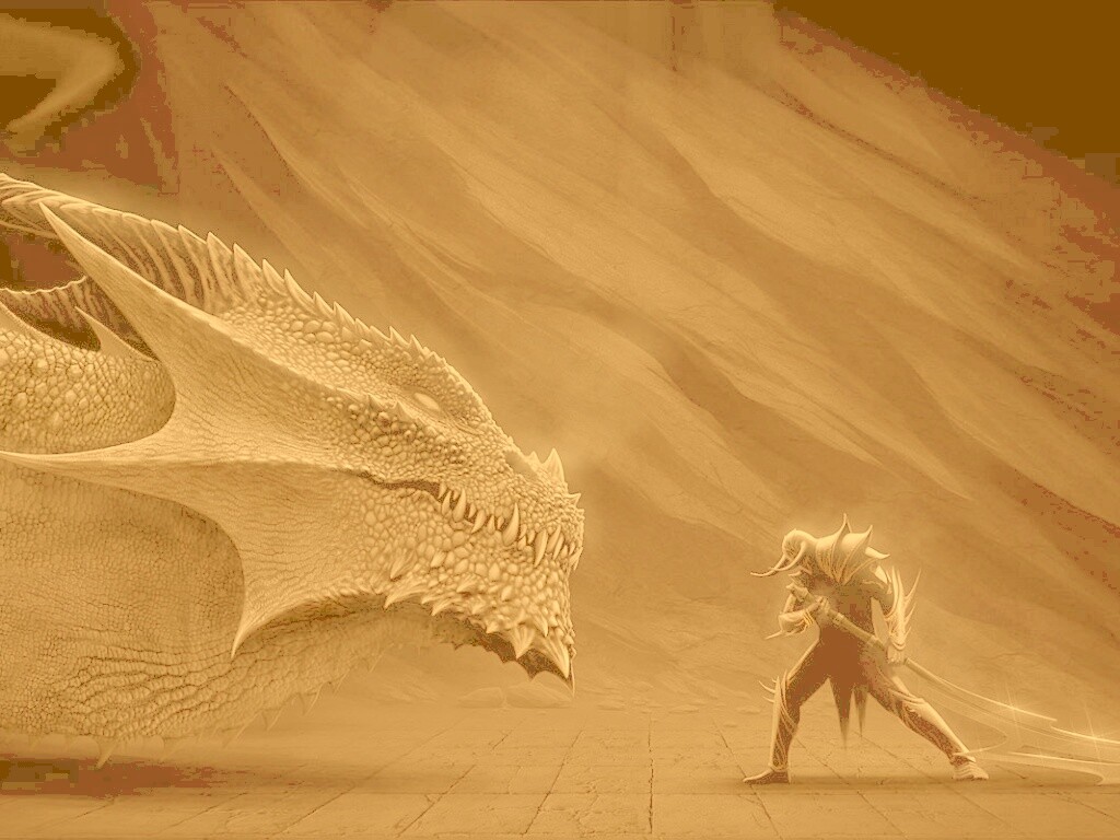 Дракон и воин обои