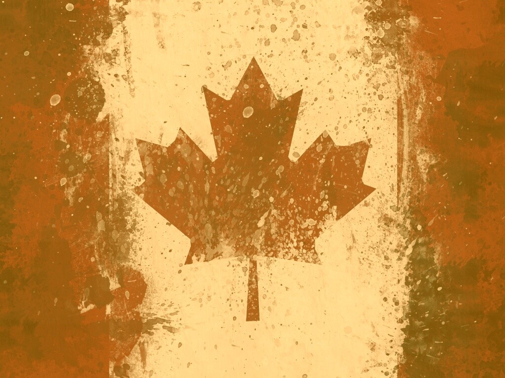 Флаг Канады нарисованный краской обои