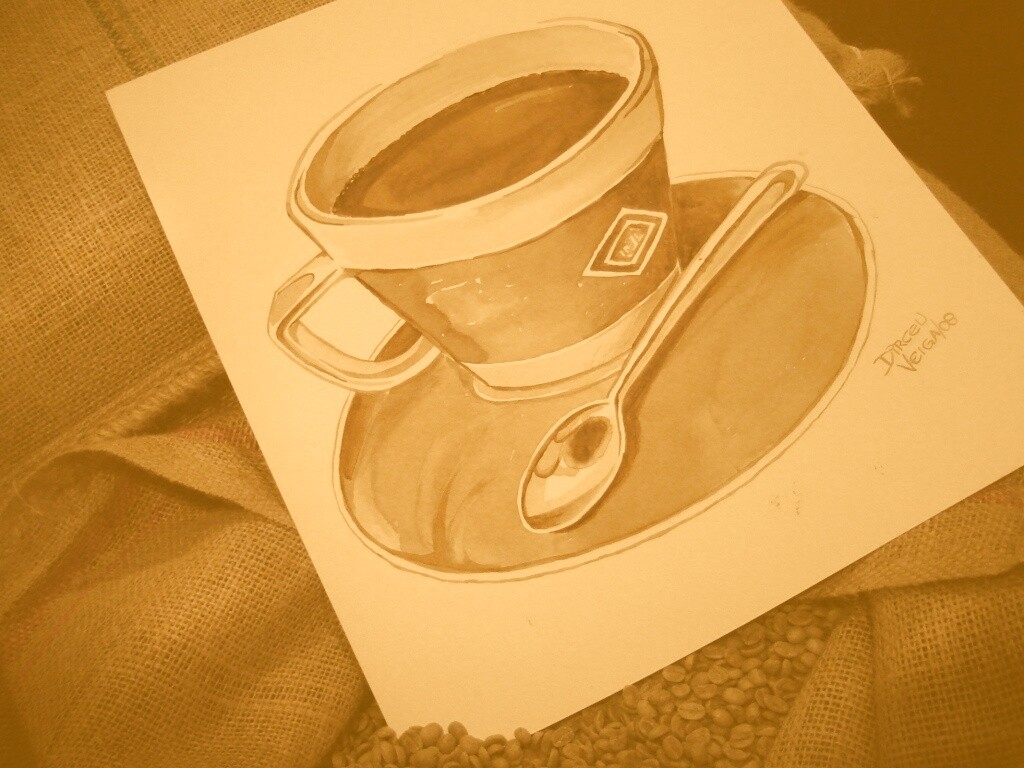 Нарисованная чашка кофе обои