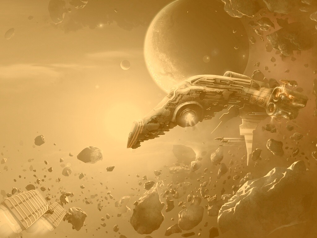 Полет в астероидах обои