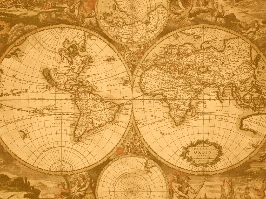 Старинная карта мира обои