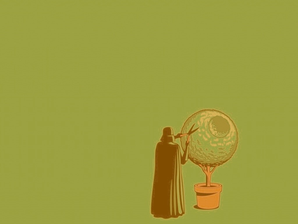 Дарт Вейдер постригает куст обои