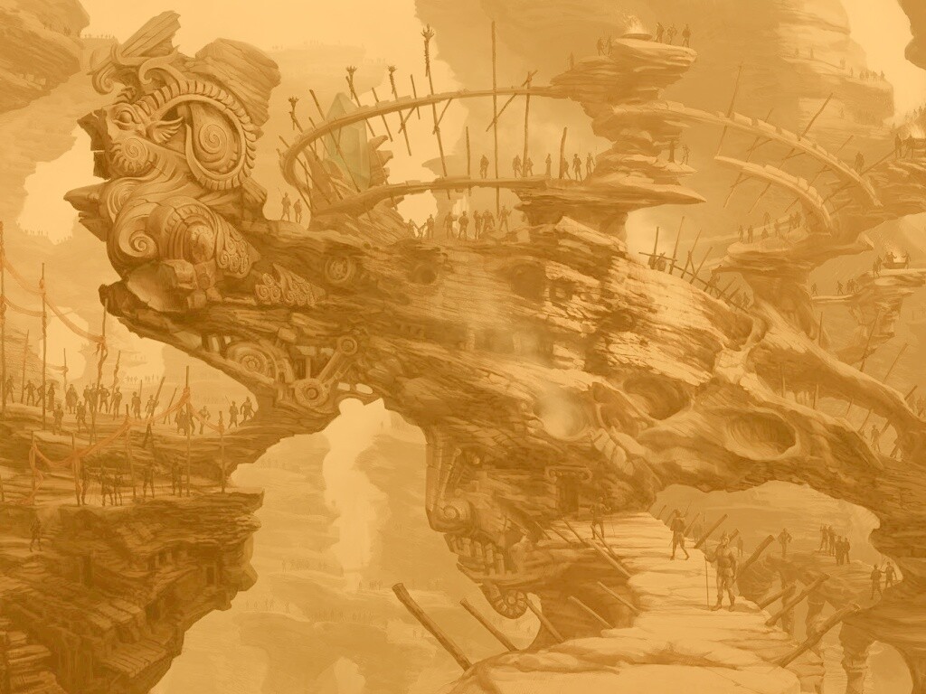 Древний корабль в скалах обои