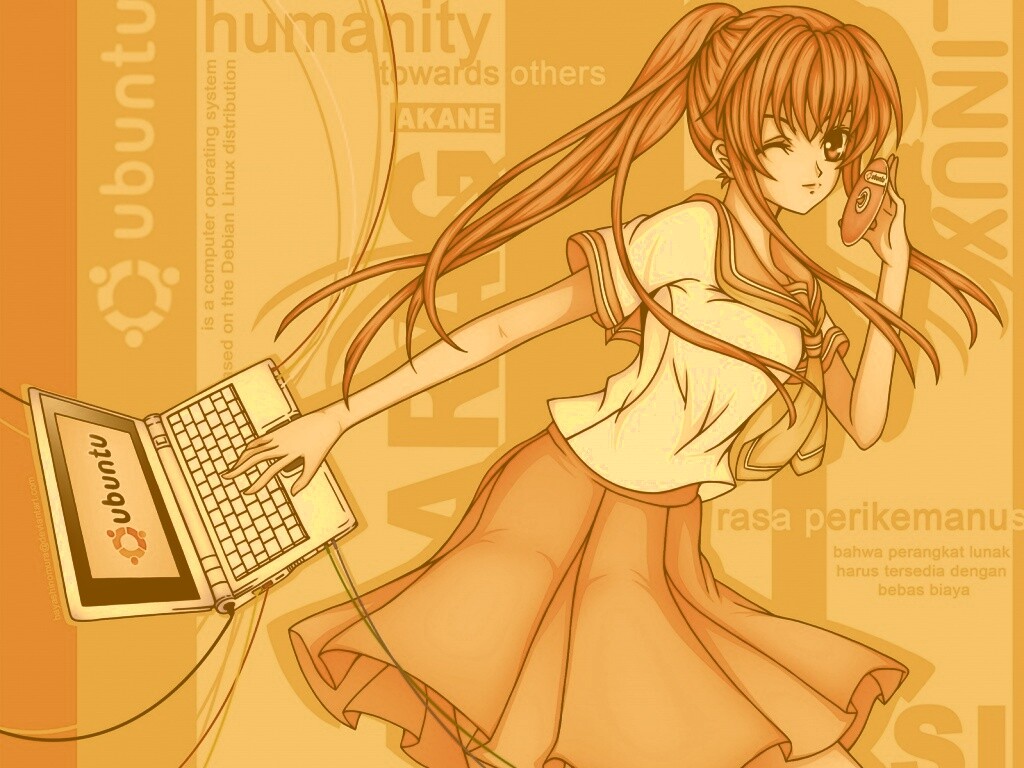 Ubuntu  в аниме обои