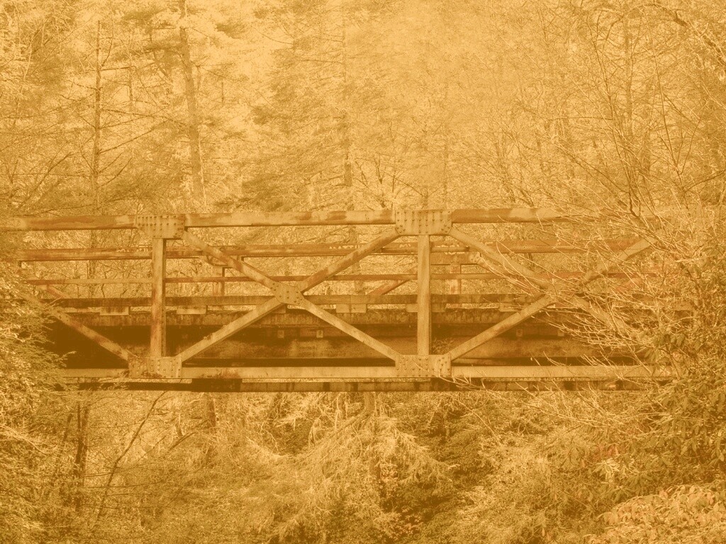 Металлический мост в лесной глуши обои