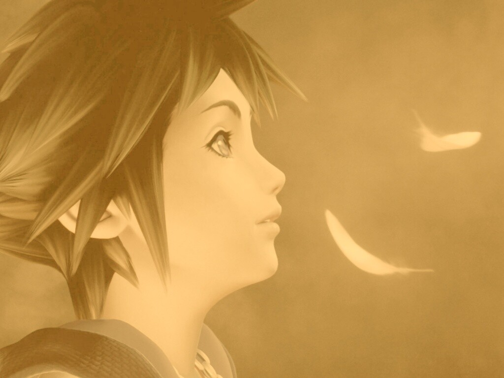 Анимешный парень и белые перья обои