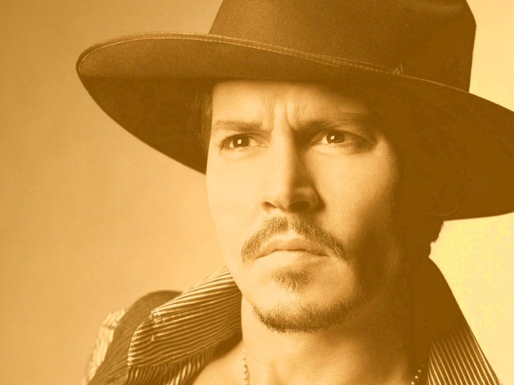 Актер Джонни Депп в широкополой шляпе обои