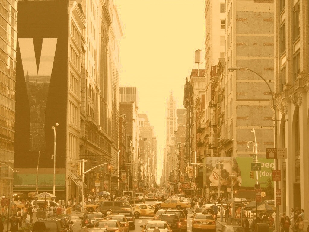 Людная Нью-Йоркская улица обои