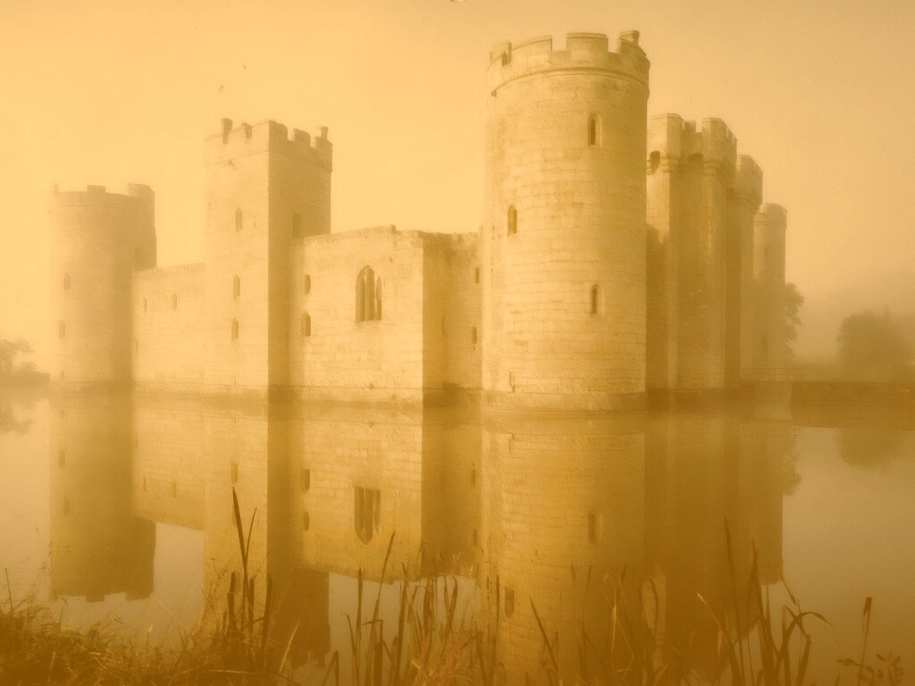 Замок на озере обои