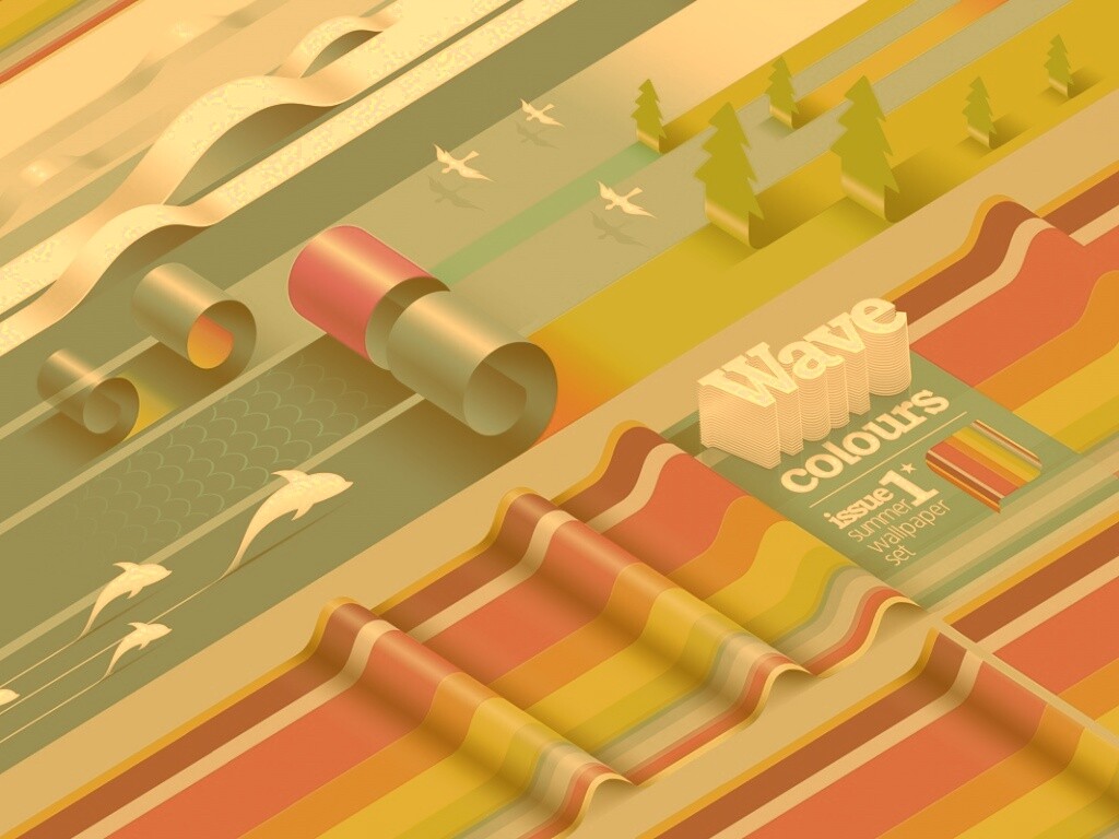 Цветные волны обои