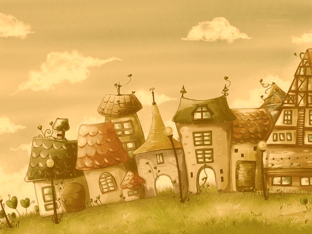 Мультяшный городок обои