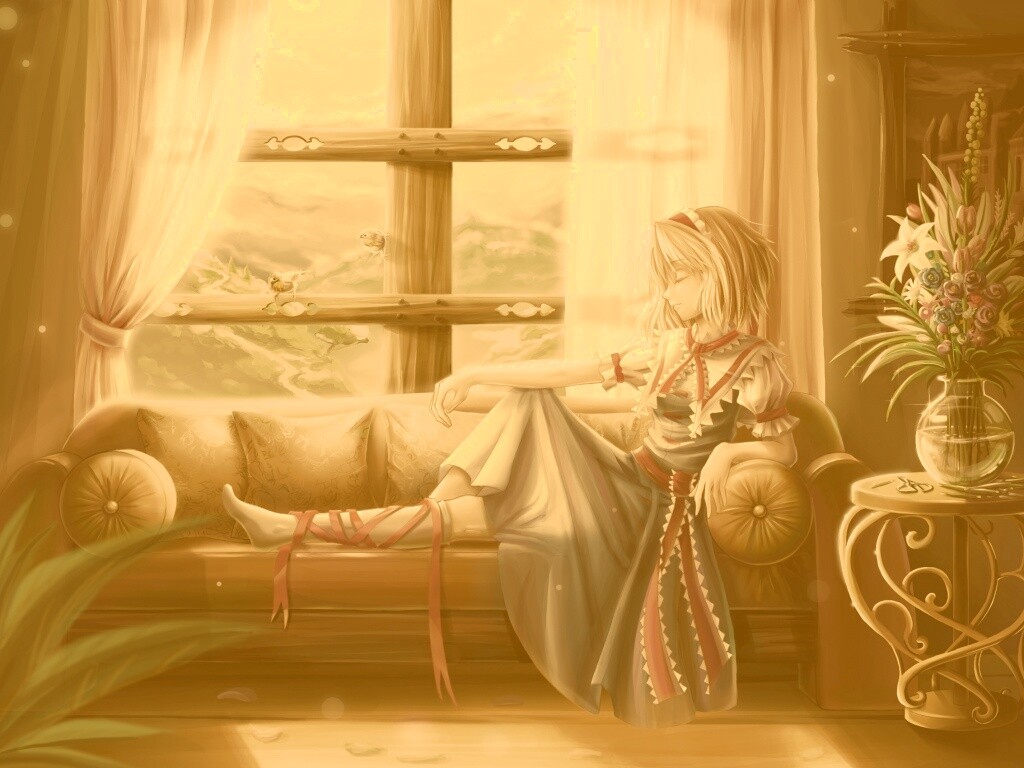 Девушка у окна обои