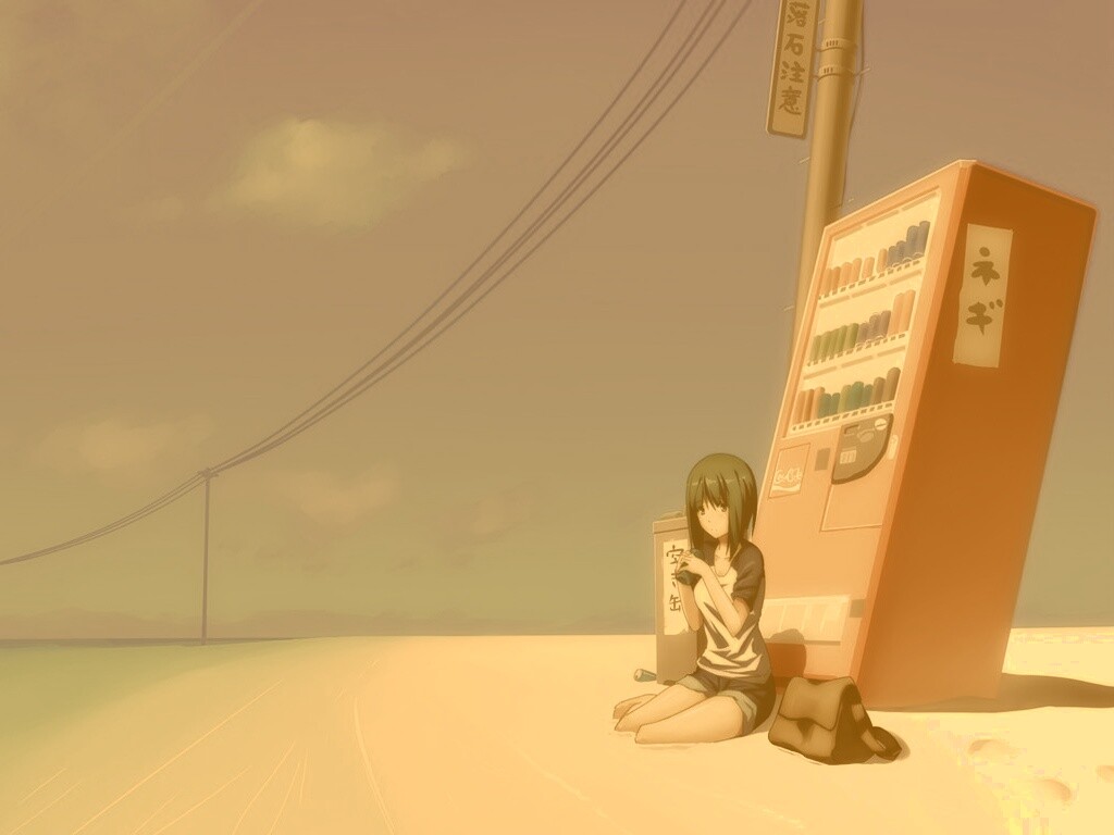 Девушка у автомата обои