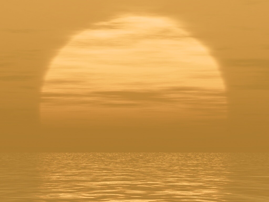 Закат над морской гладью обои