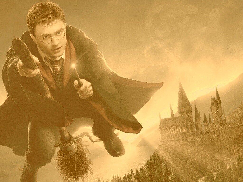 Гарри Поттер на метле обои