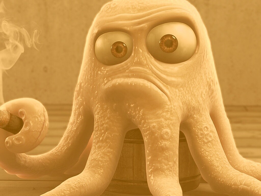 Курящий осьминог обои