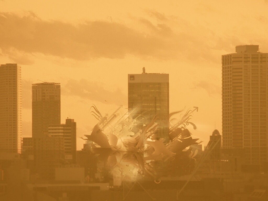 3D абстракция прямо в городе обои