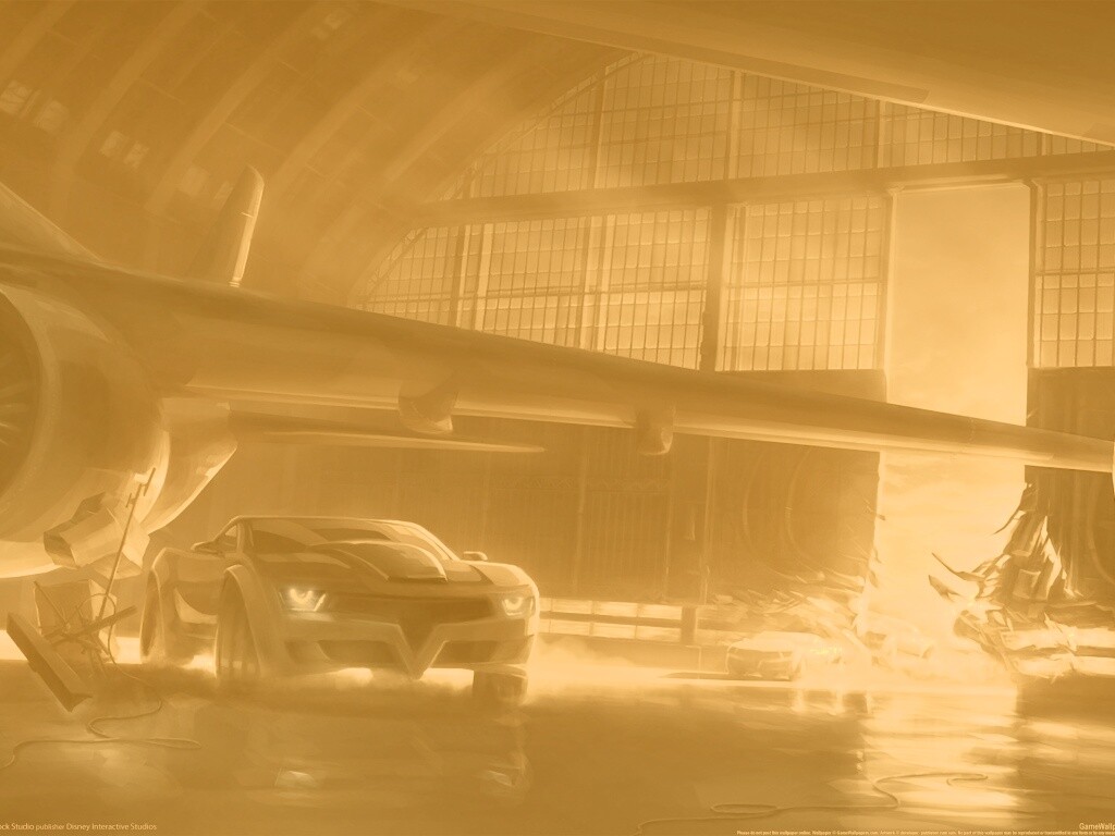 Машины въезжают в ангар обои